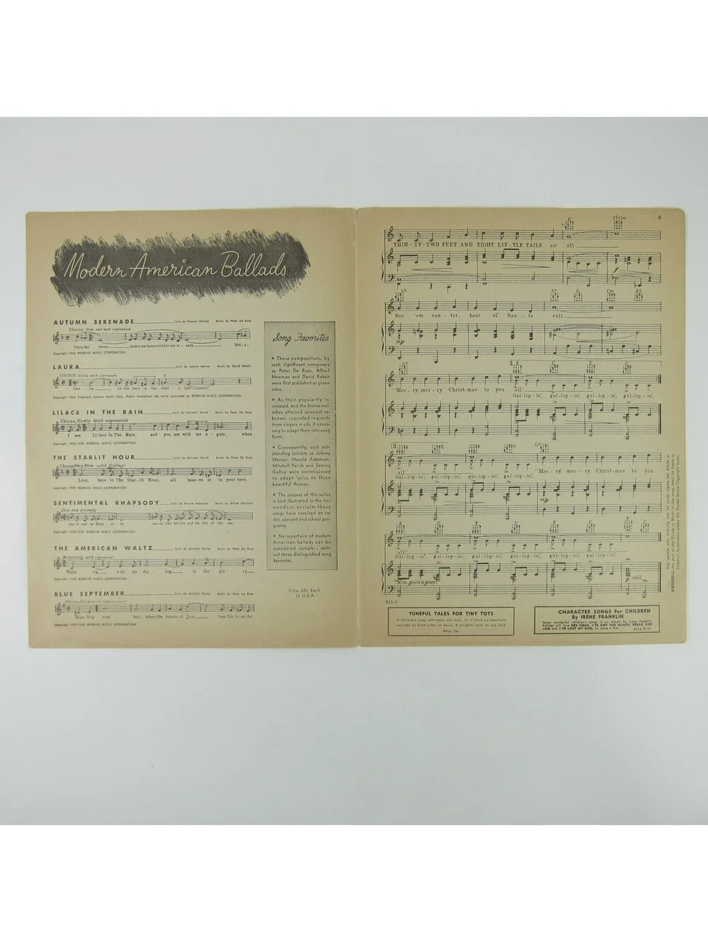 Sheet Music Thirty-Two Feet and Eight Little Tails Gene Autry Christmas 1940
